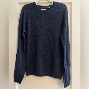 Billy Reid Linen Merino Wool Dark Blue Crewneck Sweater Size Medium